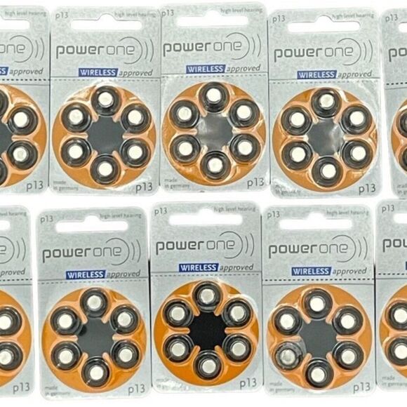 Power One P13 Wireless High Level Hearing Aid Batteries 1.45 V Box of 60 - Picture 3 of 3